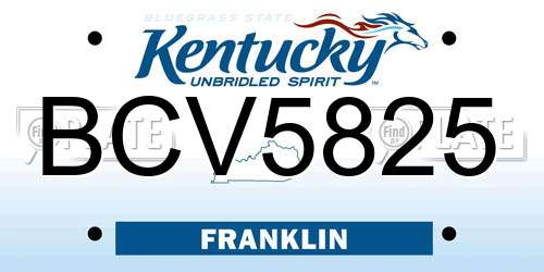 BCV5825 Kentucky License Plate