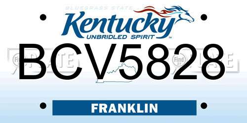 BCV5828 Kentucky License Plate