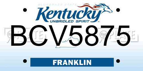 BCV5875 Kentucky License Plate