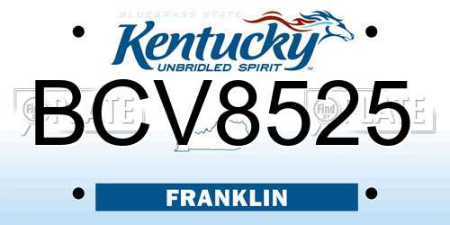 BCV8525 Kentucky License Plate