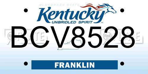 BCV8528 Kentucky License Plate