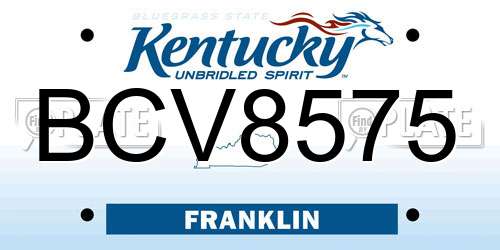 BCV8575 Kentucky License Plate