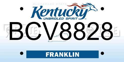 BCV8828 Kentucky License Plate