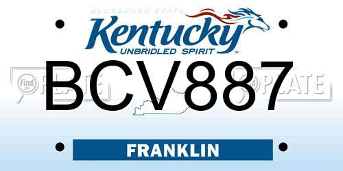 BCV887 Kentucky License Plate