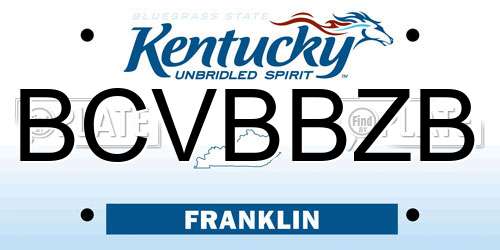 BCVBBZB Kentucky License Plate
