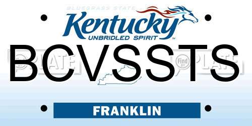 BCVSSTS Kentucky License Plate