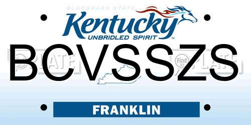 BCVSSZS Kentucky License Plate