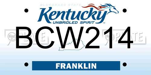 BCW214 Kentucky License Plate