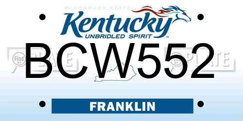 BCW552 Kentucky License Plate