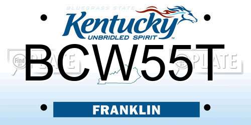 BCW55T Kentucky License Plate