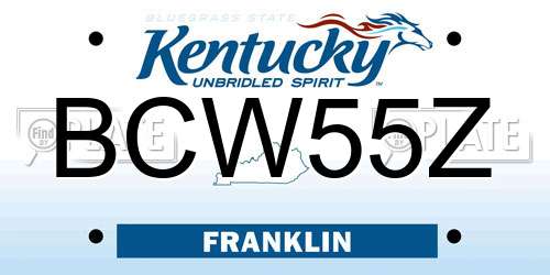 BCW55Z Kentucky License Plate