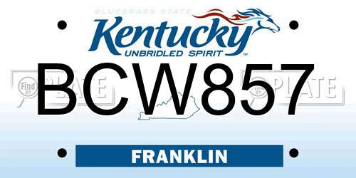 BCW857 Kentucky License Plate