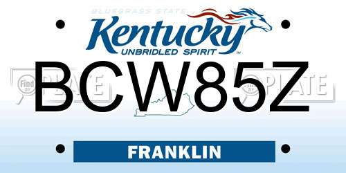BCW85Z Kentucky License Plate