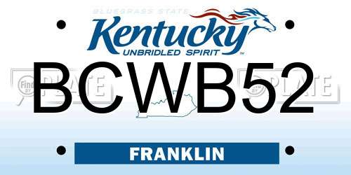 BCWB52 Kentucky License Plate