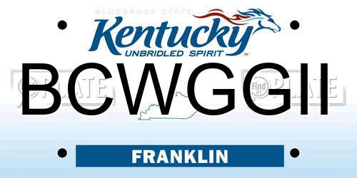 BCWGGII Kentucky License Plate