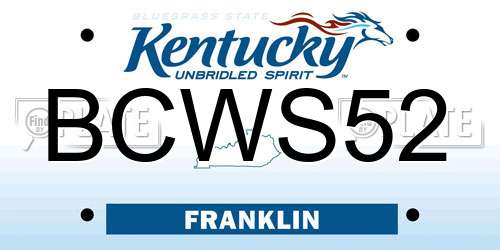 BCWS52 Kentucky License Plate