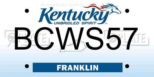 BCWS57 Kentucky License Plate