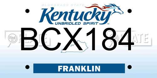 BCX184 Kentucky License Plate