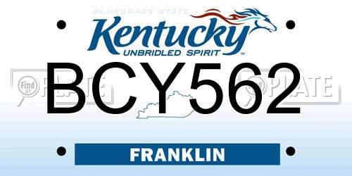 BCY562 Kentucky License Plate