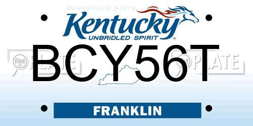 BCY56T Kentucky License Plate