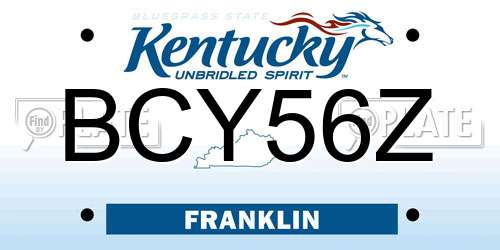 BCY56Z Kentucky License Plate