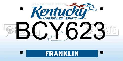 BCY623 Kentucky License Plate