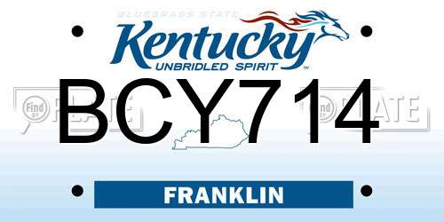 BCY714 Kentucky License Plate
