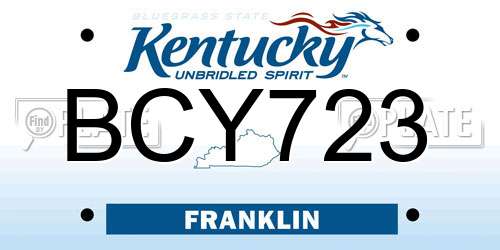 BCY723 Kentucky License Plate