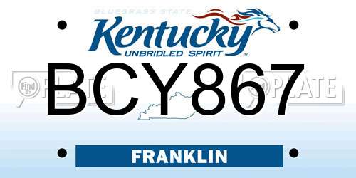 BCY867 Kentucky License Plate