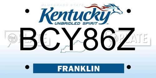 BCY86Z Kentucky License Plate
