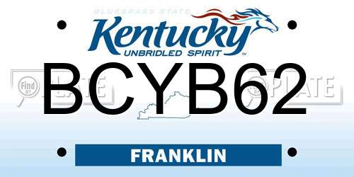 BCYB62 Kentucky License Plate