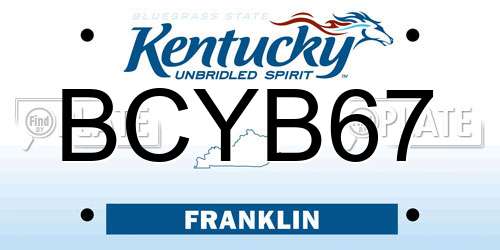 BCYB67 Kentucky License Plate