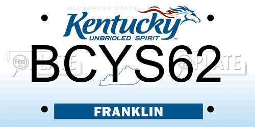 BCYS62 Kentucky License Plate