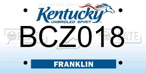 BCZ018 Kentucky License Plate