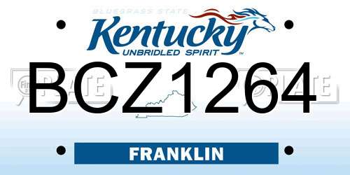 BCZ1264 Kentucky License Plate