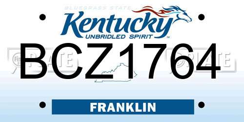 BCZ1764 Kentucky License Plate