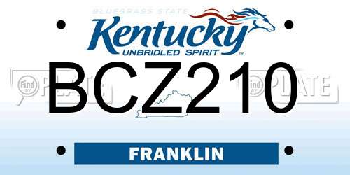 BCZ210 Kentucky License Plate