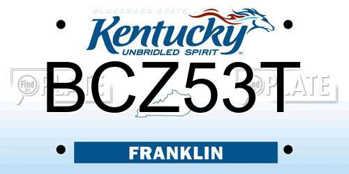 BCZ53T Kentucky License Plate