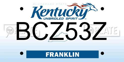 BCZ53Z Kentucky License Plate