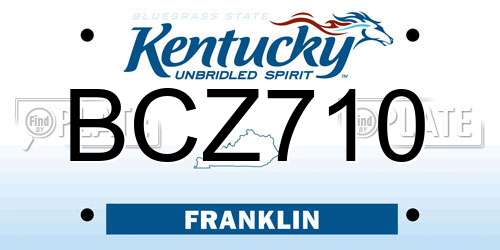 BCZ710 Kentucky License Plate