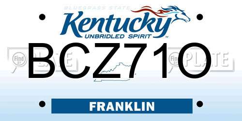 BCZ71O Kentucky License Plate