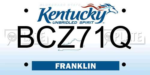 BCZ71Q Kentucky License Plate