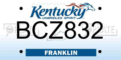 BCZ832 Kentucky License Plate