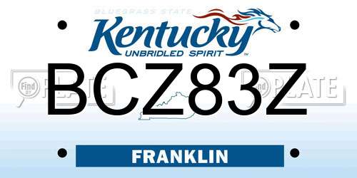 BCZ83Z Kentucky License Plate