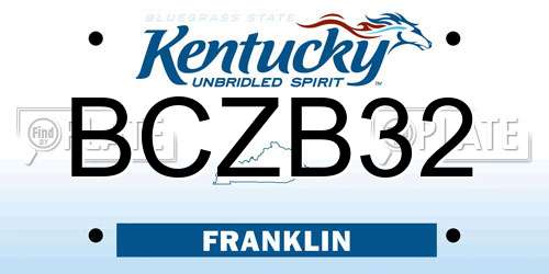 BCZB32 Kentucky License Plate