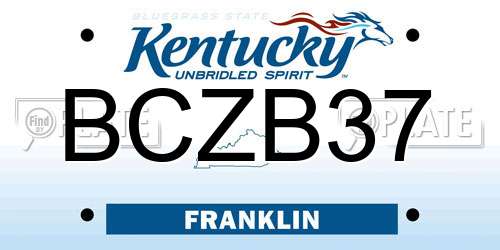 BCZB37 Kentucky License Plate