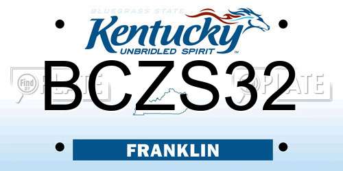 BCZS32 Kentucky License Plate