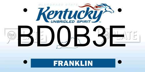 BD0B3E Kentucky License Plate