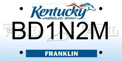 BD1N2M Kentucky License Plate