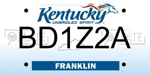 BD1Z2A Kentucky License Plate